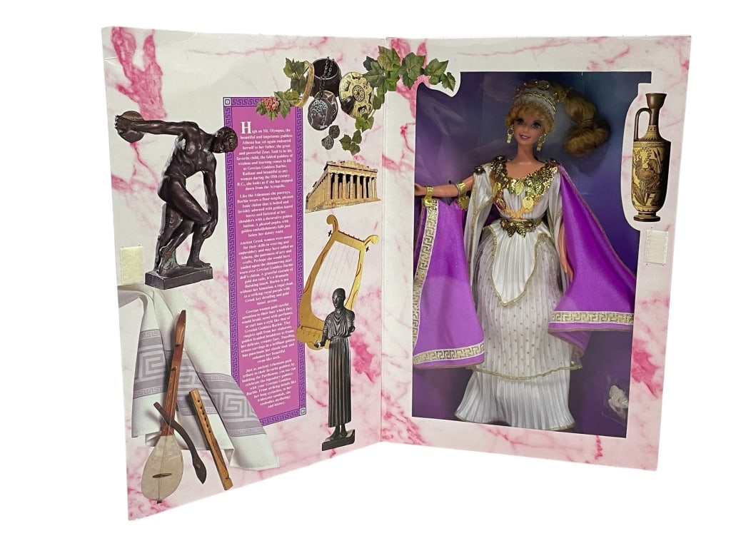 MATTEL BARBIE GRECIAN GODDESS NIB: MATTEL BARBIE GRECIAN GODDESS – GREAT ERAS COLLECTION – COLLECTOR EDITION (1996) -Step back into the splendor of ancient Greece with this exquisite Grecian Goddess Barbie from Mattel’s Great Era