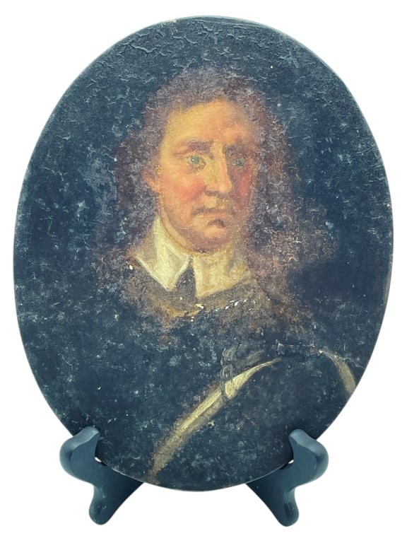 VINTAGE MINIATURE OVAL PORTRAIT PAINTING ON BOARD (1 of 5)
