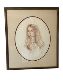 EDNA HIBEL SIGNED  LITHOGRAPH PORTRAIT 28"