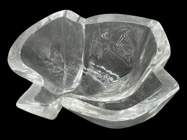 VINTAGE SCULPTURAL LEAF CRYSTAL BOWL 10"
