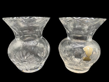 PAIR OF VAL ST. LAMBERT HANDCUT CRYSTAL VASES