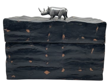 RHINO-TOPPED DECORATIVE BOX 10"