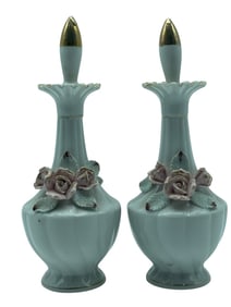 PAIR OF THAMES PORCELAIN PERFUME BOTTLES JAPAN 9"