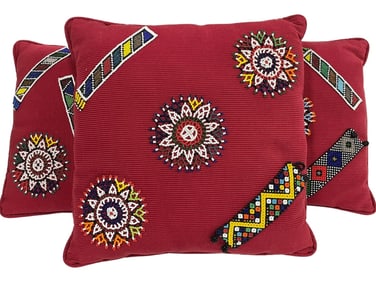 AFRICAN STYLE  BEADWORK THROW PILLOWS 15"