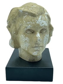 PLASTER BUST OF A WOMAN ON BLACK BASE 9"