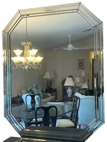 LARGE MODERNIST OCTAGONAL BEVELED MIRROR 59"