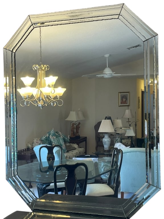 LARGE MODERNIST OCTAGONAL BEVELED MIRROR 59" (1 of 8)