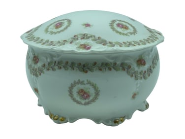 ANTIQUE JPL LIMOGES FOOTED TRINKET BOX 4.5"