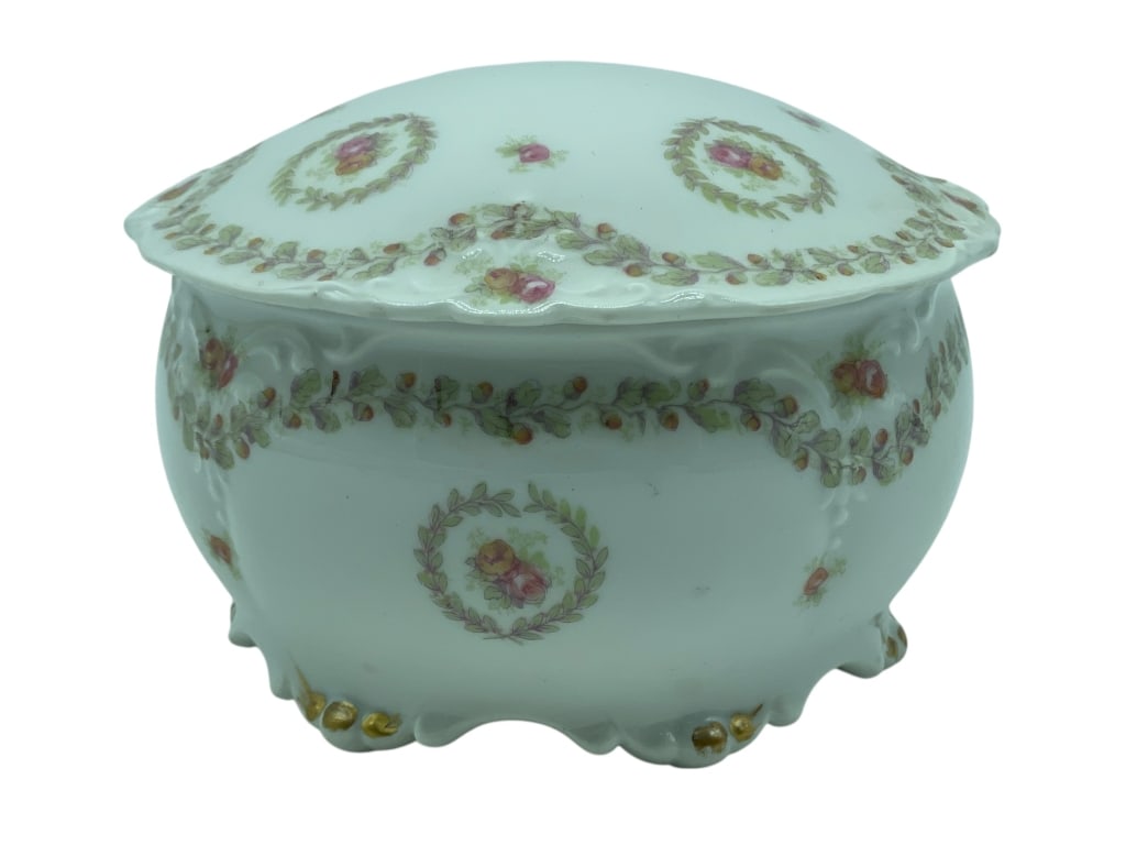 ANTIQUE JPL LIMOGES FOOTED TRINKET BOX 4.5" (1 of 6)