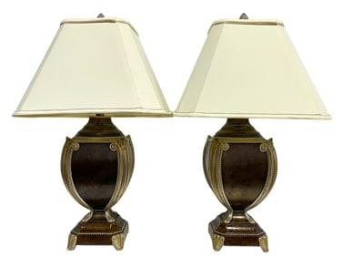 TRADITIONAL URN-FORM TABLE LAMPS WITH SHADES 28"