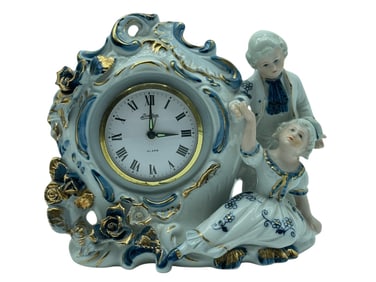 VINTAGE LINDEN PORCELAIN MANTEL CLOCK
