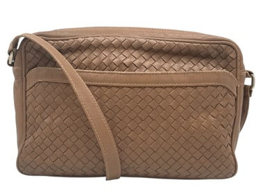 GANSON WOVEN LEATHER CROSSBODY BAG