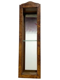 BURL WOOD AND MIRRORED SHELF DISPLAY CABINET 27"
