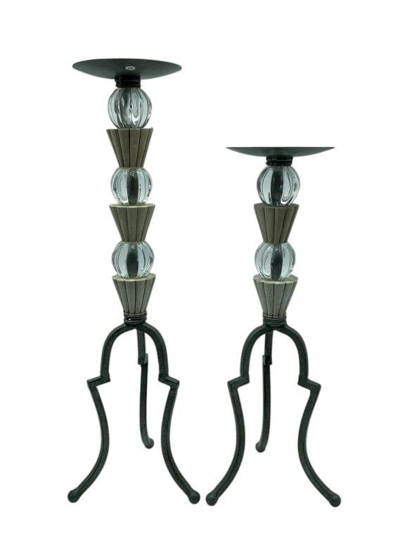 PAIR OF MODERNIST TRIPOD CANDLE HOLDERS 20.4" (1 of 9)
