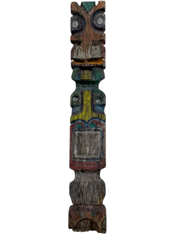 LARGE PACIFIC NORTHWEST COAST STYLE TOTEM POLE 46" (1 of 10)