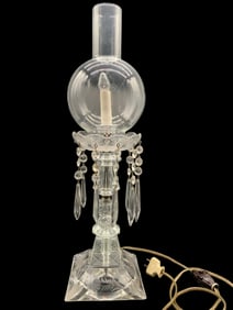 VINTAGE CUT GLASS CRYSTAL LAMP WITH PRISMS