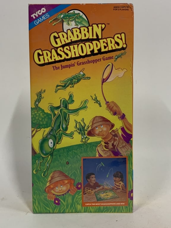 NEW VINTAGE TYCO GRABBING GRASSHOPPERS GAME IN BOX: - new vintage - never opened in box By bidding on this listing, you understand and agree to be bound by the terms and conditions of DejaVu Auctions. * For local pick up or third party shipper informat