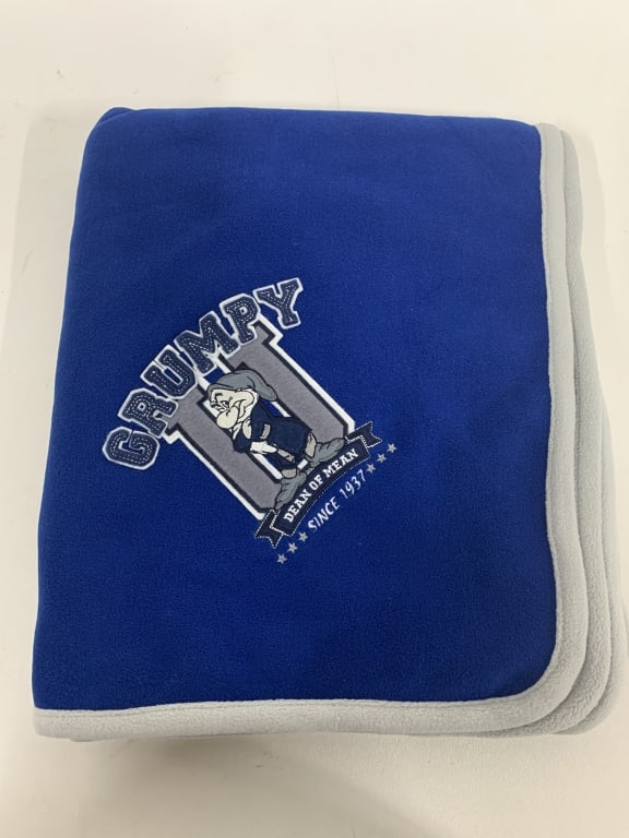 DISNEY GRUMPY DEAN OF MEAN COLLEGIATE BABY BLANKET: - new vintage blanket - Grumpy as DEAN OF MEAN - measures 60 x 50 inches in size By bidding on this listing, you understand and agree to be bound by the terms and conditions of DejaVu Auctions. * For 