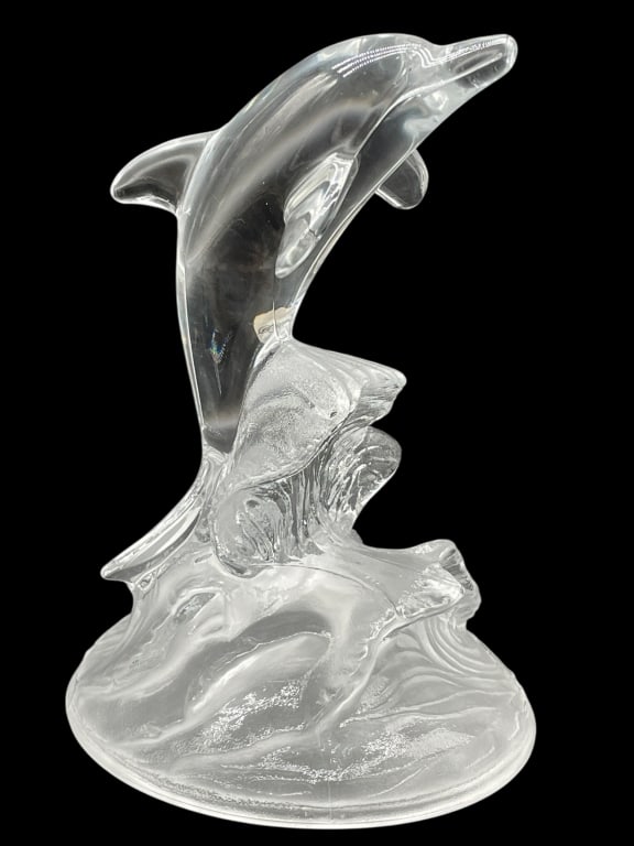 CRISTAL D'ARQUES DOLPHIN ON WAVE FIGURINE (1 of 10)
