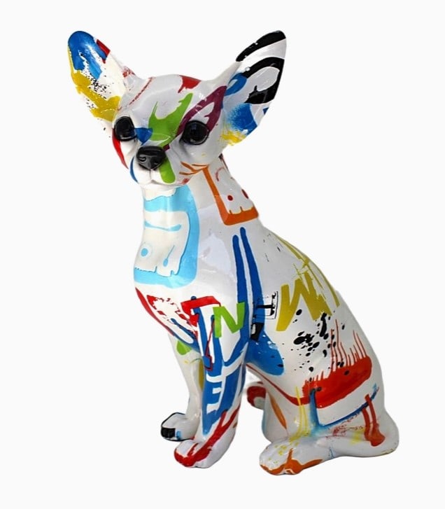 Sitting Happy Chihuahua - 10" Tall: This item captures the joyful essence of the breed, with a playful expression and relaxed pose that exudes contentment. Its charming details and warm, inviting design highlight the Chihuahua's cheerfu