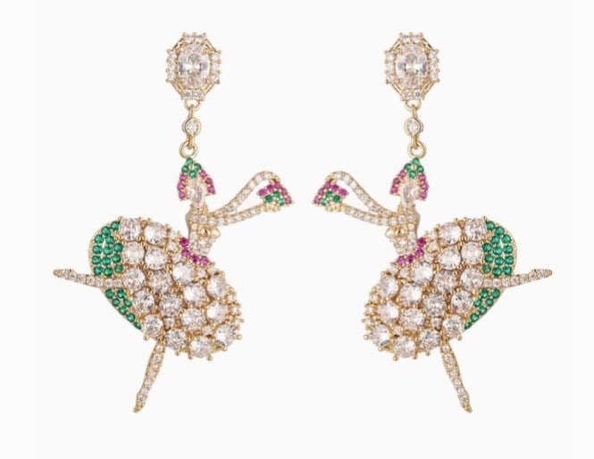 NEW! EYECANDY  CZ CYSTAL BALLERINA EARRINGS (1 of 2)