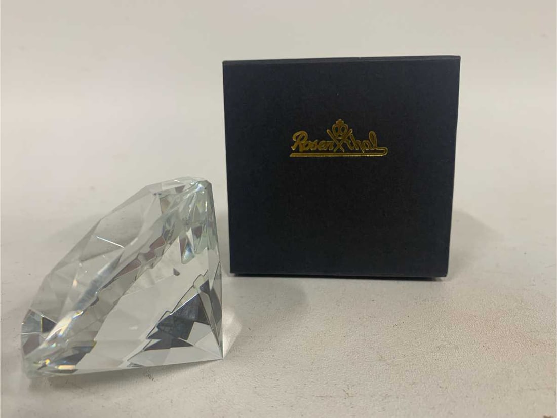 ROSENTHAL LEAD CRYSTAL DIAMOND SHAPED PAPERWEIGHT (1 of 3)