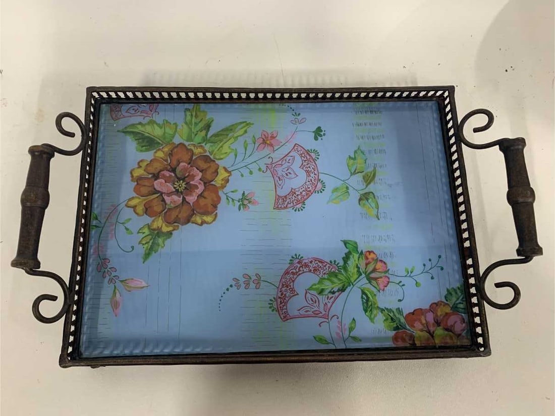 BEAUTIFUL BRONZE FRAMED HANDLED ASIAN FANS TRAY (1 of 4)