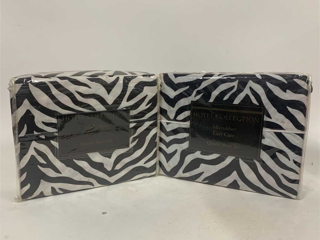 LOT OF 2 HOTEL COLLECTION ZEBRA QUEEN SHEET SETS (1 of 4)