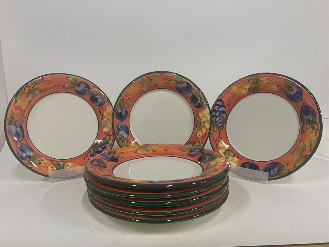 SET OF 8 FRUIT ORANGE CERAMICA ITALY SALAD PLATES (1 of 5)
