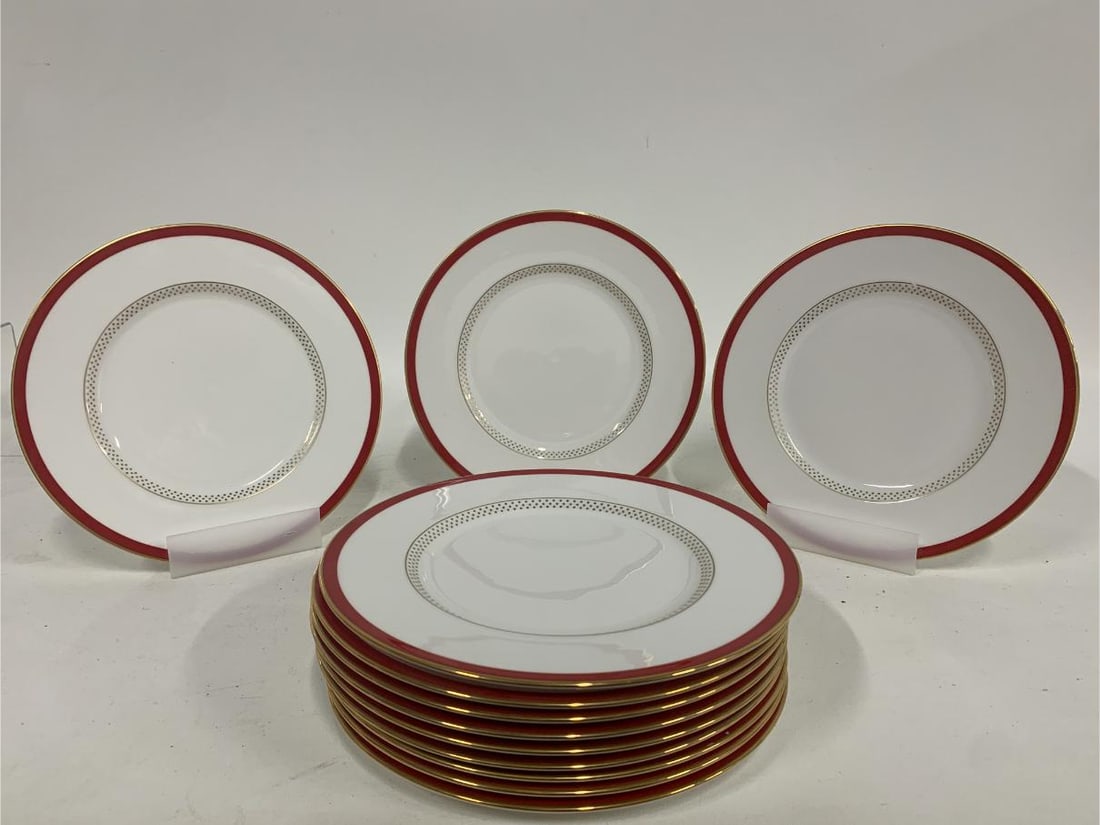 SET OF 12 LENOX KATE SPADE RED RIMMED DINNER PLATE (1 of 5)