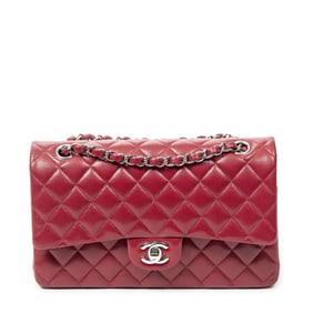 CHANEL CLASSIC DOUBLE FLAP 26 RED QUILTED CAVIAR L