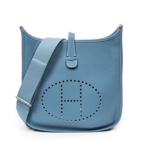 HERMÈS EVELYNE III GM BLUE JEAN CLEMENCE LEATHER P