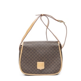 CELINE VINTAGE FLAP CROSSBODY BROWN/TAN COATED CAN
