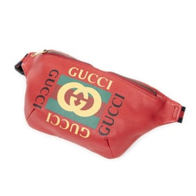 GUCCI WEB LOGO BELT BAG  GRAINED LEATHER