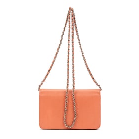 CHANEL CLASSIC TIMELESS WALLET ON CHAIN  PINK CAVI