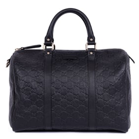 GUCCI MEDIUM BOSTON  BLACK GUCCISSIMA LEATHER GOLD