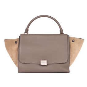 CELINE TRAPEZE MEDIUM GREY GRAINED LEATHER SILVER