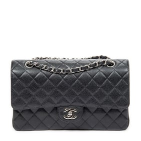 CHANEL CLASSIC DOUBLE FLAP 26 BLACK QUILTED CAVIAR