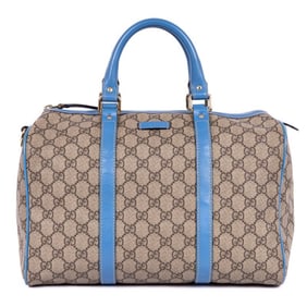 GUCCI BOSTON MEDIUM BEIGE MONOGRAMMED CANVAS GOLD