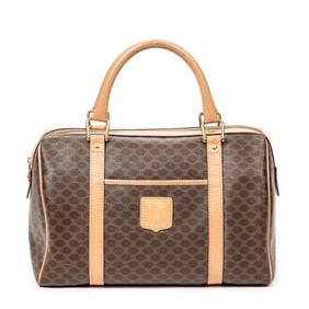 CELINE VINTAGE SMALL BOSTON  MACADAM COATED CANVAS