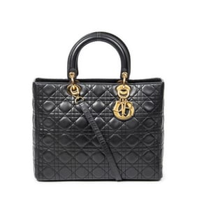 DIOR LARGE LADY DIOR ZIP BLACK CANNAGE LAMBSKIN LE