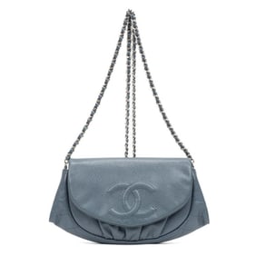 CHANEL HALF MOON WALLET ON CHAIN  DARK BLUE CAVIAR