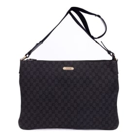 GUCCI LARGE FLAT MESSENGER  BLACK MONOGRAMMED CANV