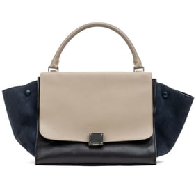 CELINE TRAPEZE MEDIUM BLACK/BEIGE/NAVY CALFSKIN LE