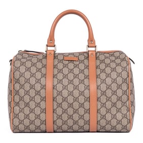 GUCCI BOSTON MEDIUM BEIGE/BROWN SUPREME COATED CAN