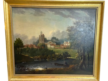 LARGE JOHN CURTIS LANDSCAPE OIL ON CANVAS 44"