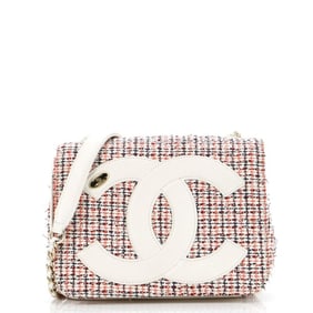 CHANEL MANIA FLAP CROSSBODY  PINK TWEED QUILTED CA