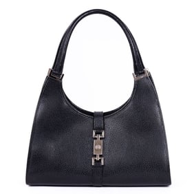 GUCCI JACKIE BARDOT  BLACK CALFSKIN LEATHER SILVER