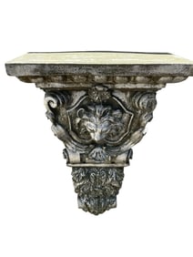 ORNATE NEOCLASSICAL LION HEAD WALL CORBEL 20"