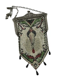 ANTIQUE MANDALIAN MFG CO METAL MESH FLAPPER PURSE